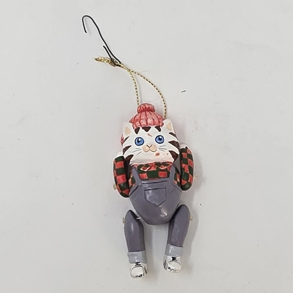 Vintage articulate cat Christmas ornament holiday‎ décor